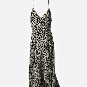 Pink Lily, Leopard print, Spaghetti Strap High Low Maxi Dress